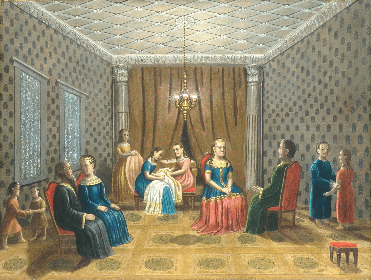 Egyiptomi jelenet valószínűleg Mózes és Zippóra, 1865-80. alkotó: Erastus Salisbury Field