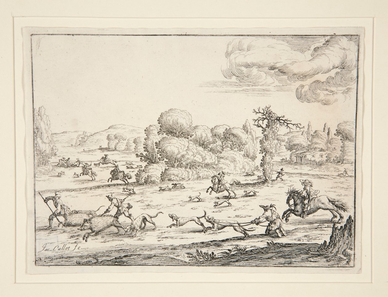 Vadászjelenet: Near the Kill (Jacques Callot 1592-1635 terve alapján) alkotó: Ercole Bazzicaluva