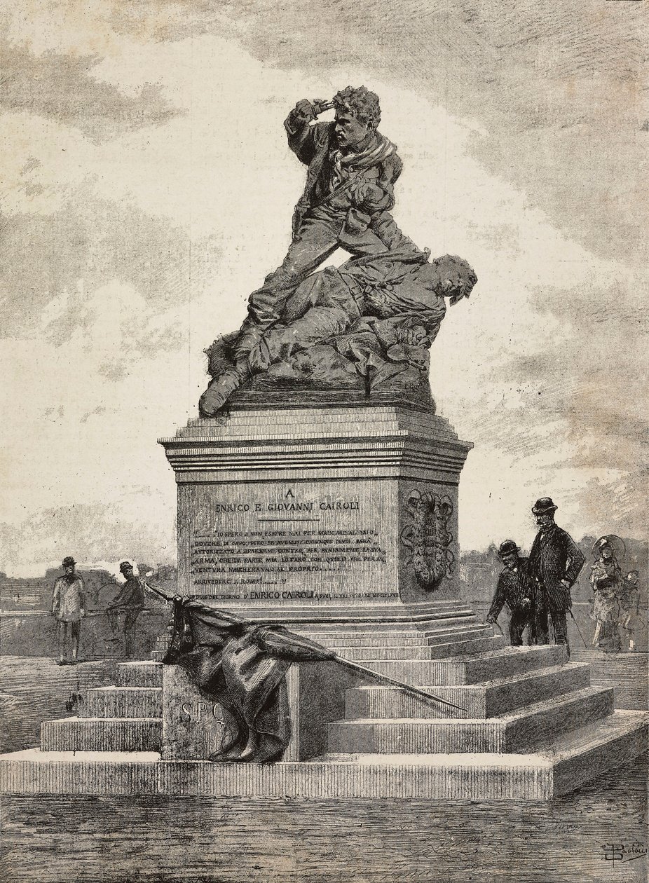 Emrico (1840-1867) és Giovanni Cairoli (1842-1869) olasz hazafiak emlékműve, Ercole Rosa (1846-1893) szobrászművész bronzcsoportja a Pincian-dombon, Róma, Olaszország alkotó: Ercole Rosa