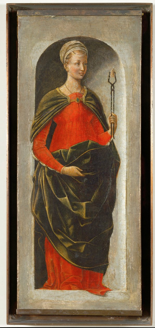 Szent Apollónia, a Szent Vincent Ferrier oltár jobb oldali oszlopa, amelyet Francesco Cossa festett Bologna számára, és Ercole di Roberti fejezte be ... alkotó: Ercole de Roberti