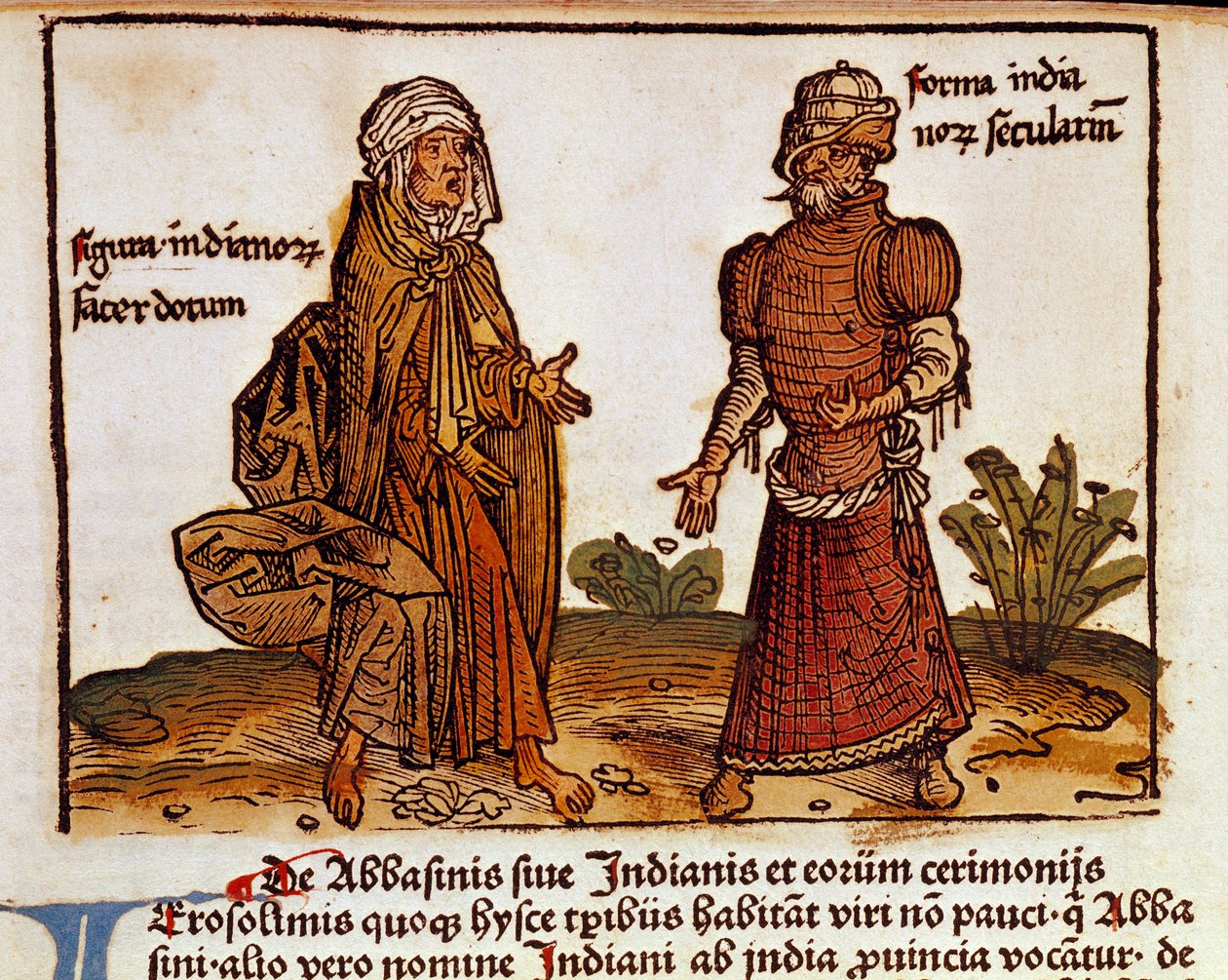 Az albán viseletek leírása: egy pap és egy laikus oldal a „peregrinatio in terram sanctam”” útikönyvből, Bernard of Breydenbach (Breidenbach) (1454-1497) szentföldi zarándoklata után Erhard Reuwich nyomataival illusztrálva alkotó: Erhard Reuwich