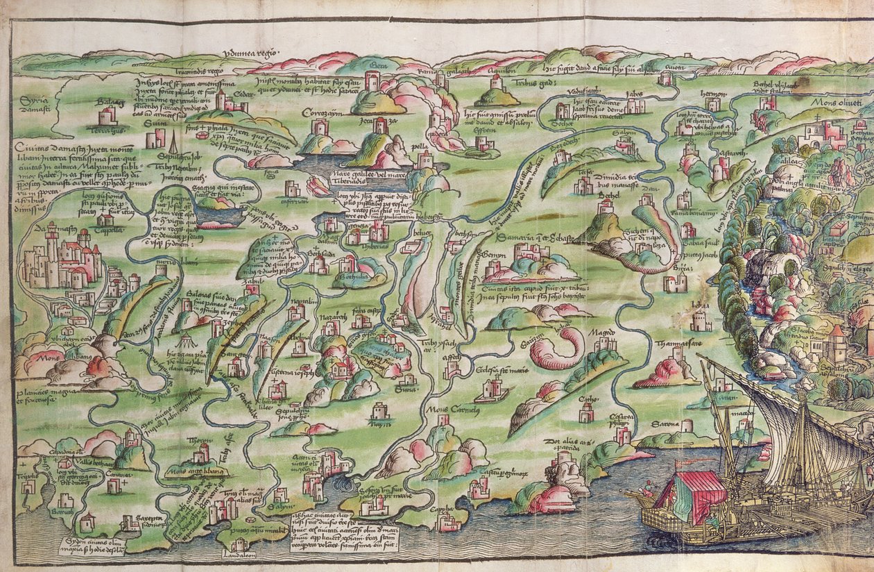 Jeruzsálem városának térképe, Bernhard von Breydenbach (1440-97) alkotó: Erhard Reuwich