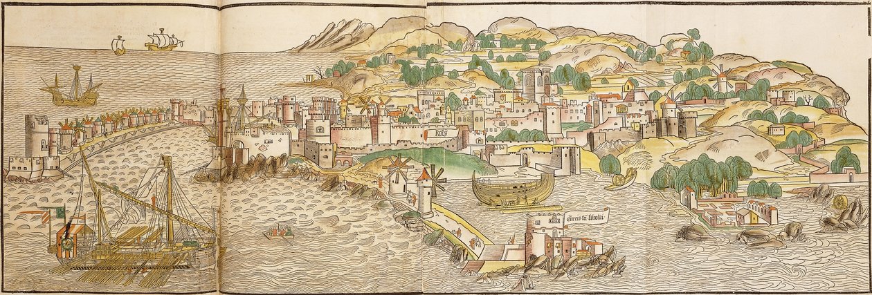 Panorámás kilátás Rodoszra, 1486 alkotó: Erhard Reuwich