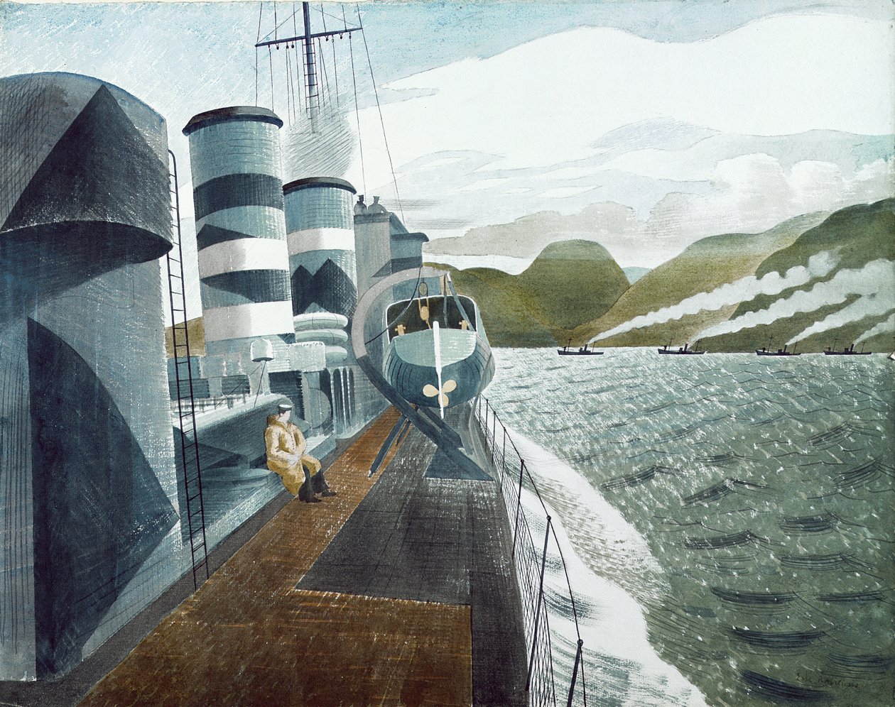 A Scapa Flow elhagyása (ceruza és WC papíron) alkotó: Eric Ravilious