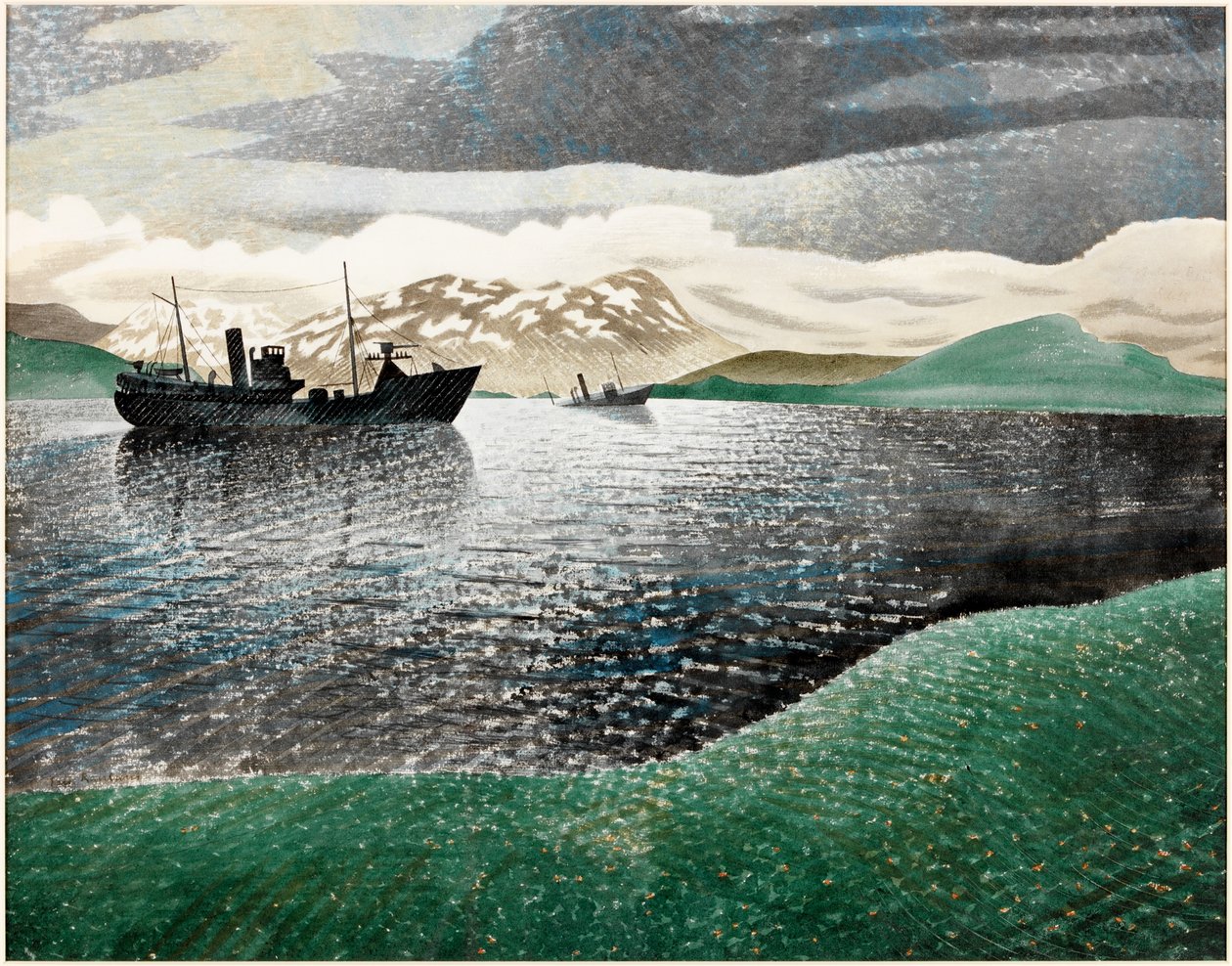 Norvégia, 1940 (wc gouache papíron) alkotó: Eric Ravilious