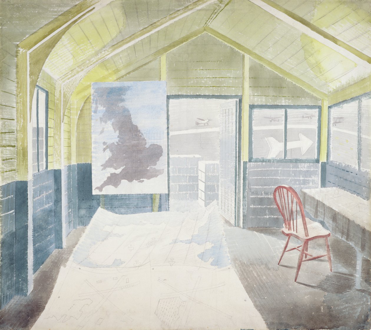 Műveleti szoba (grafit és wc papíron) alkotó: Eric Ravilious