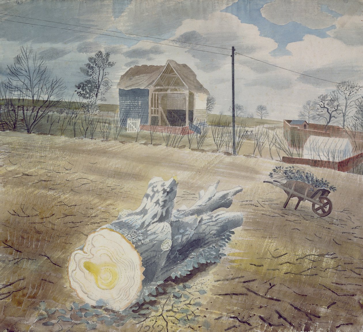 Fa törzse és talicskája alkotó: Eric Ravilious