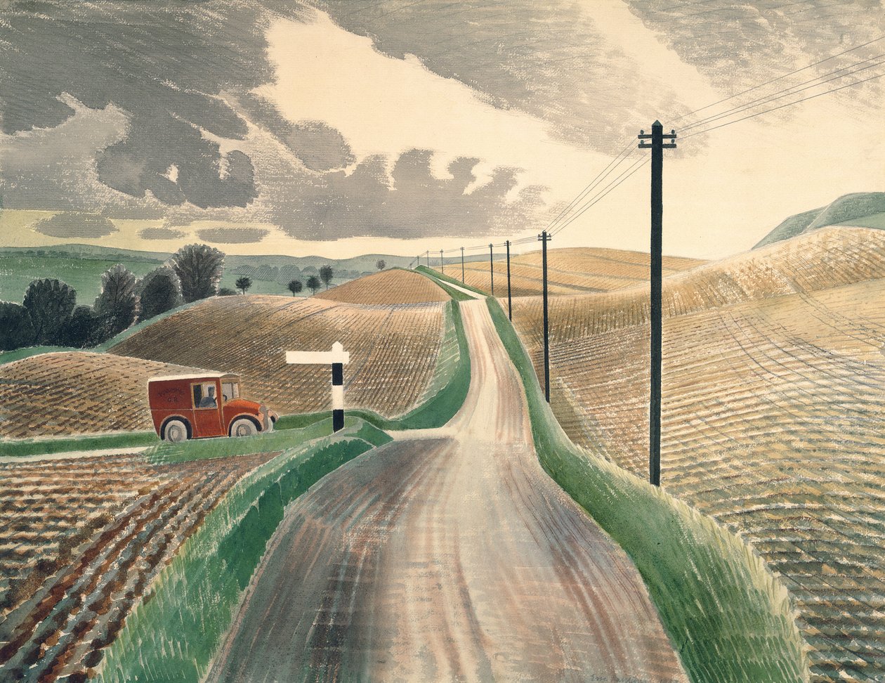 Wiltshire-i táj, 1937 (akvarell) alkotó: Eric Ravilious