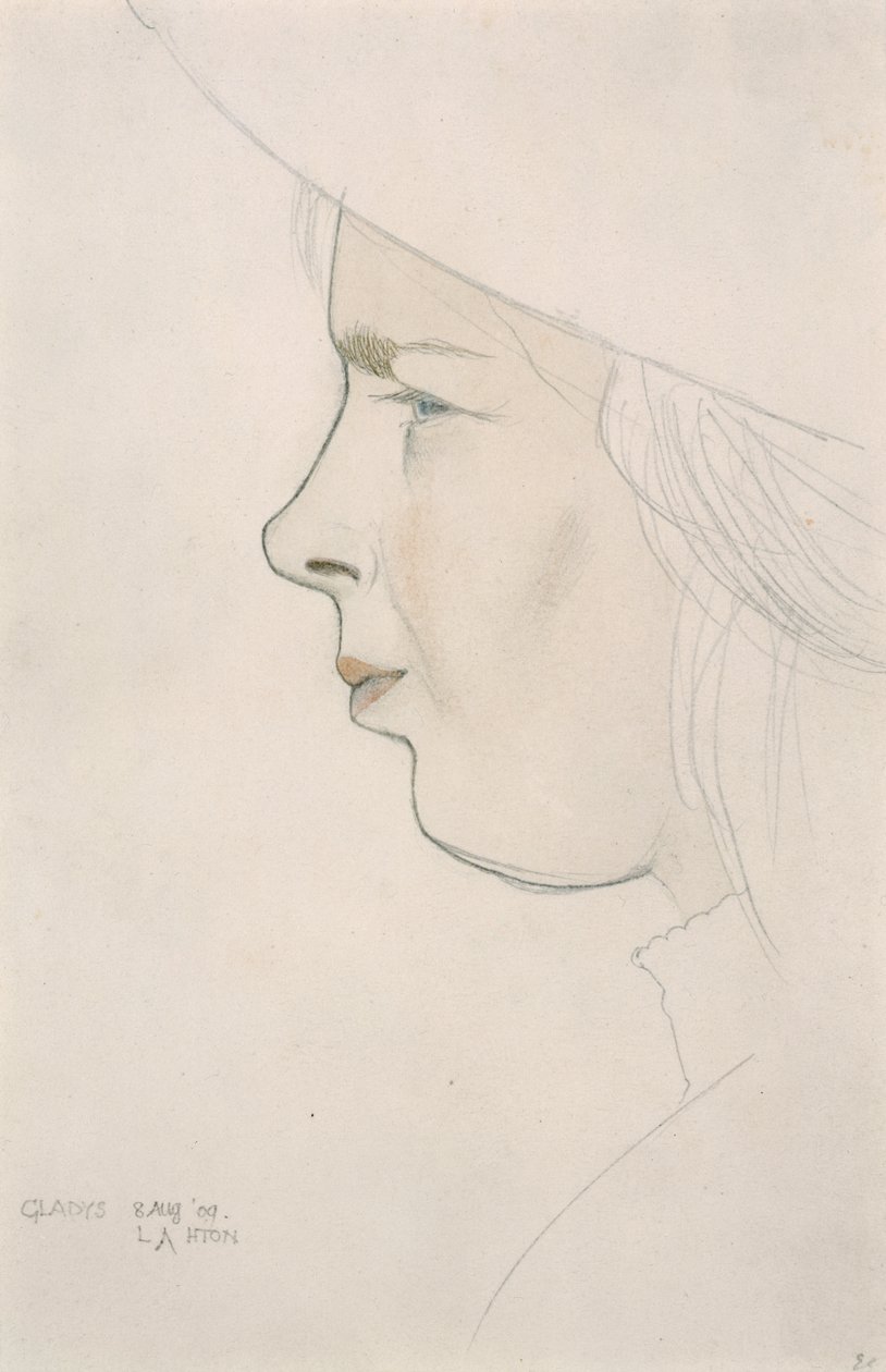 A művész nővérének, Gladys Laughtonnak portréja, 1909. augusztus 8. (ceruza és színes mosás) alkotó: Eric Gill