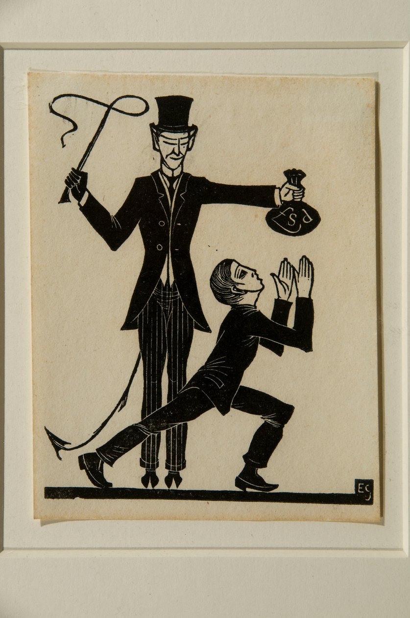 A majom és az ostor (fametszet) alkotó: Eric Gill