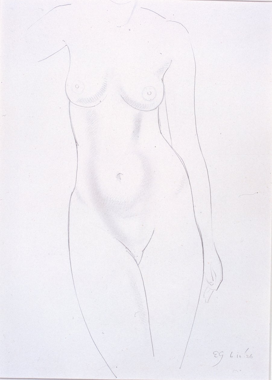 Torzó (ceruza papíron, kártyára ragasztott) alkotó: Eric Gill