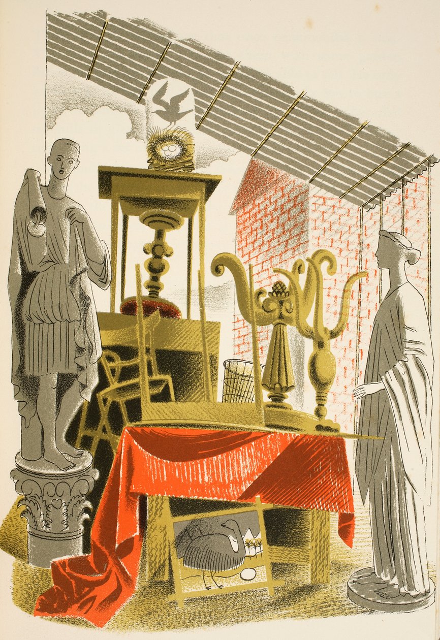Antikvárium, illusztráció a „High Street”-ből, J. M. Richards, nyomtatta a Curwen Press, pub. Országélet, 1938 alkotó: Eric Ravilious