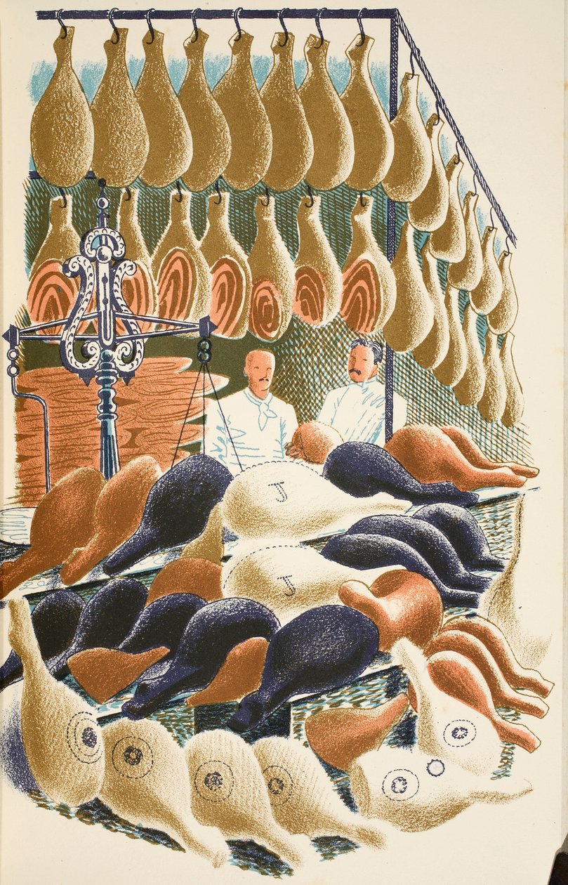 Hams, illusztráció J.M. Richards "High Street" című művéből, a Curwen Press nyomdája, a Country Life kiadása, 1938. alkotó: Eric Ravilious