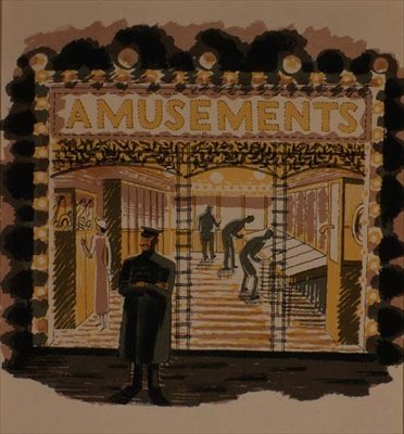 The Amusement Arcade, nyomtatta a Curwen Press, a „High Street”-ből, J. M. Richards, kiadó a „Country Life” alkotó: Eric Ravilious