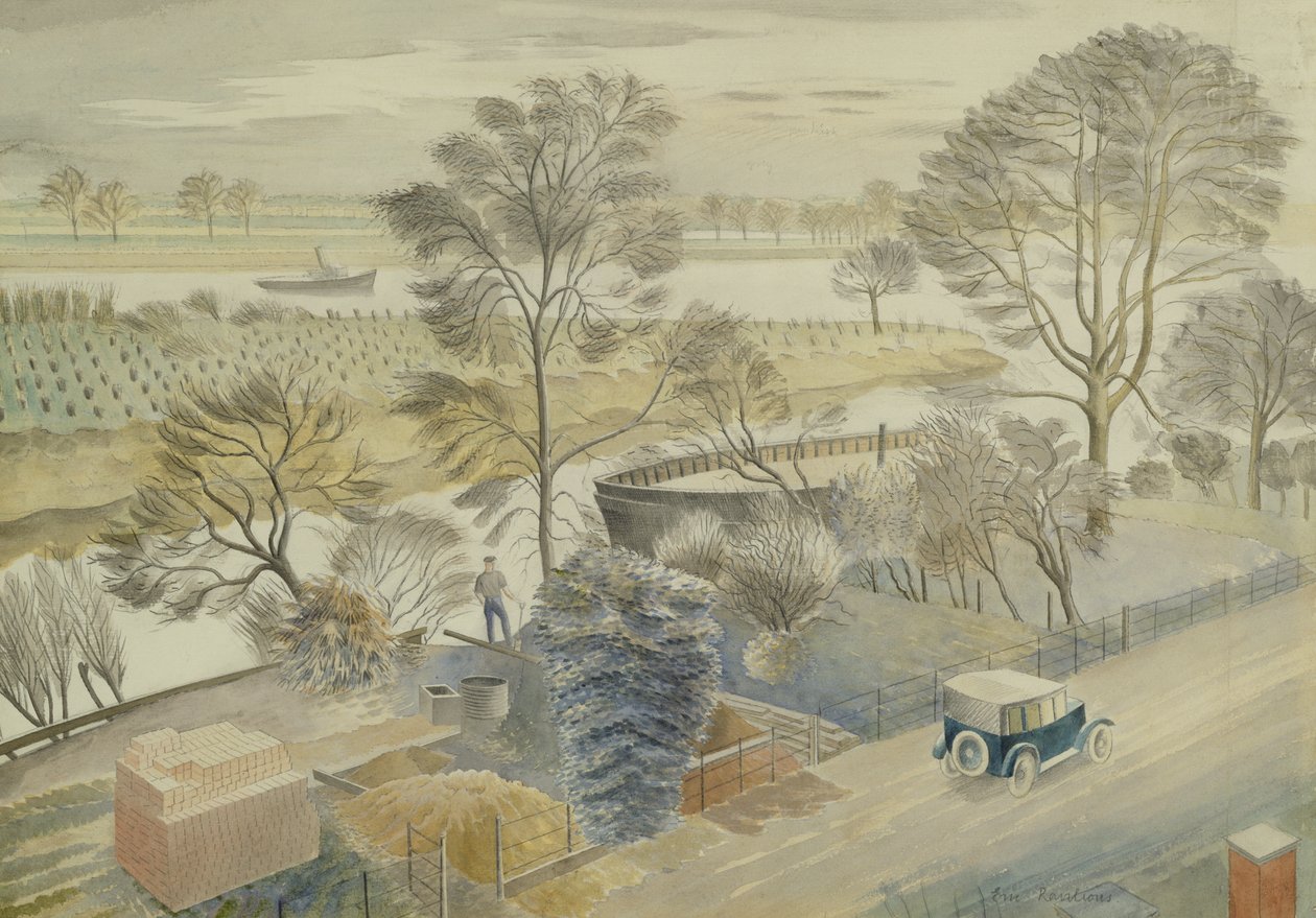 A Temze Hammersmithnél alkotó: Eric Ravilious