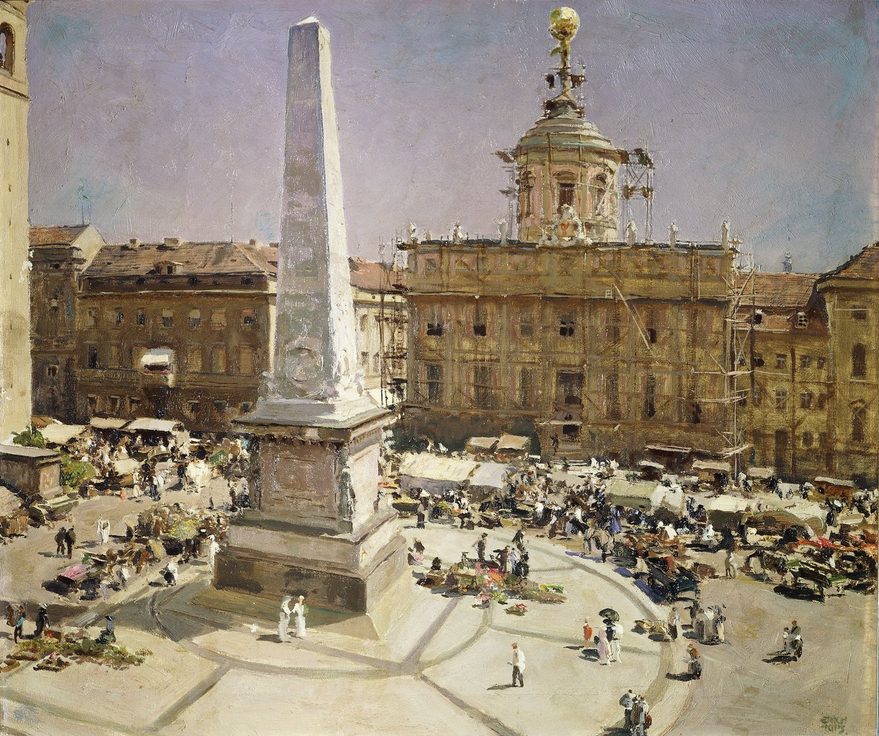 Piazza Santa Maria Maggiore, Róma (olaj, vászon) alkotó: Erich Kips