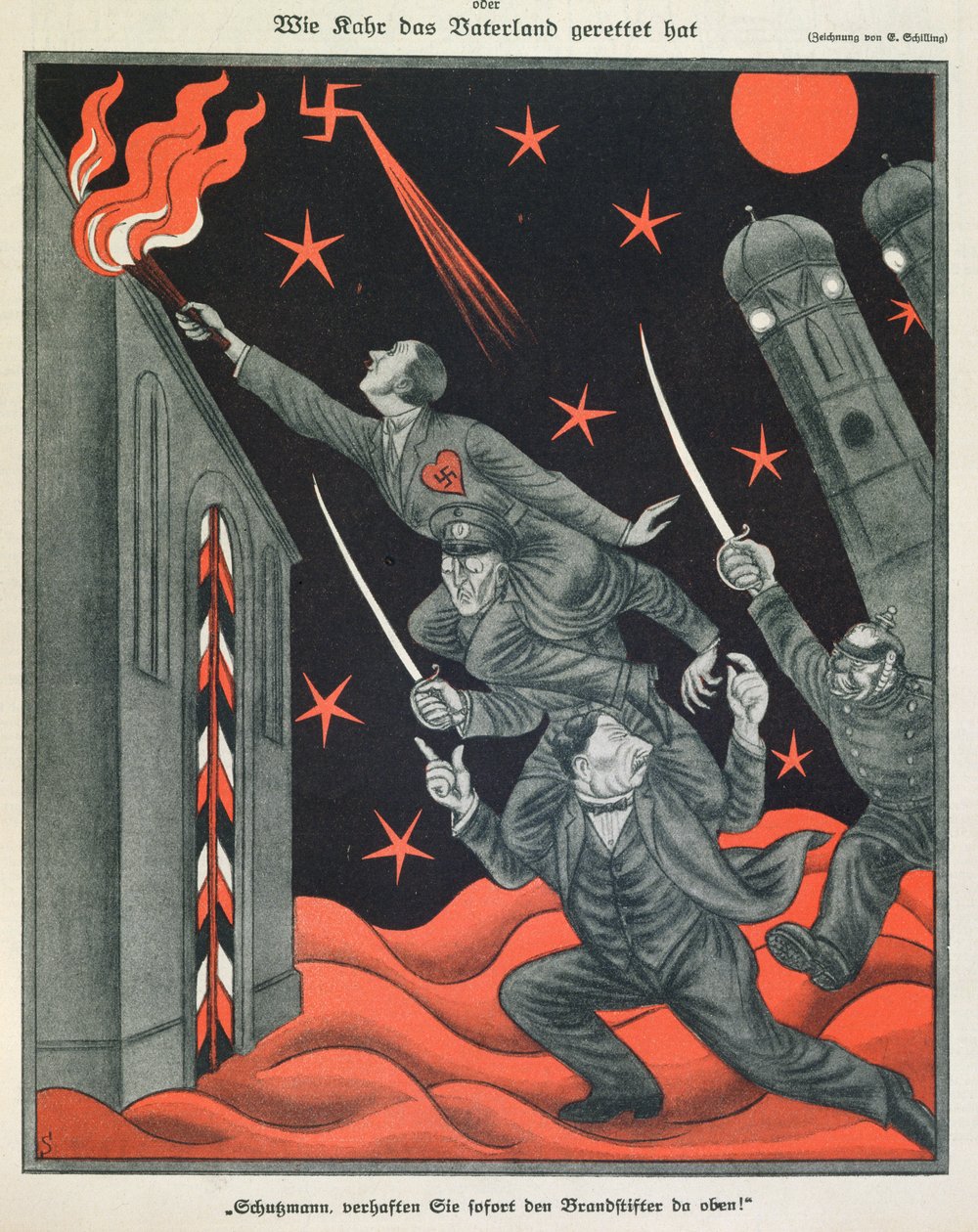 „Hitler fejlődése”, illusztráció a Simplicissimustól alkotó: Erich Schilling