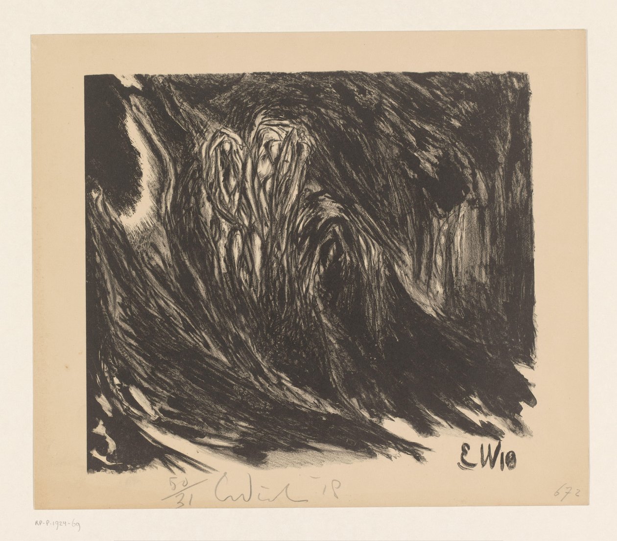 Absztrakt kompozíció Das Trinklied vom Jammer der Erde (Li Tai Po) (eredeti cím) alkotó: Erich Wichmann (signed by artist)