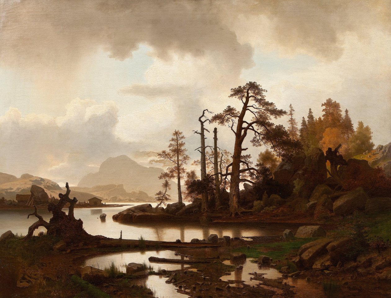 Norvég: Skogslandskap med innsjø Erdei táj tóval alkotó: Erik Bodom