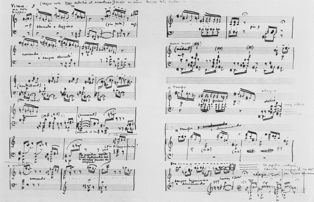 Pontszám (toll és tinta papíron) alkotó: Erik Satie