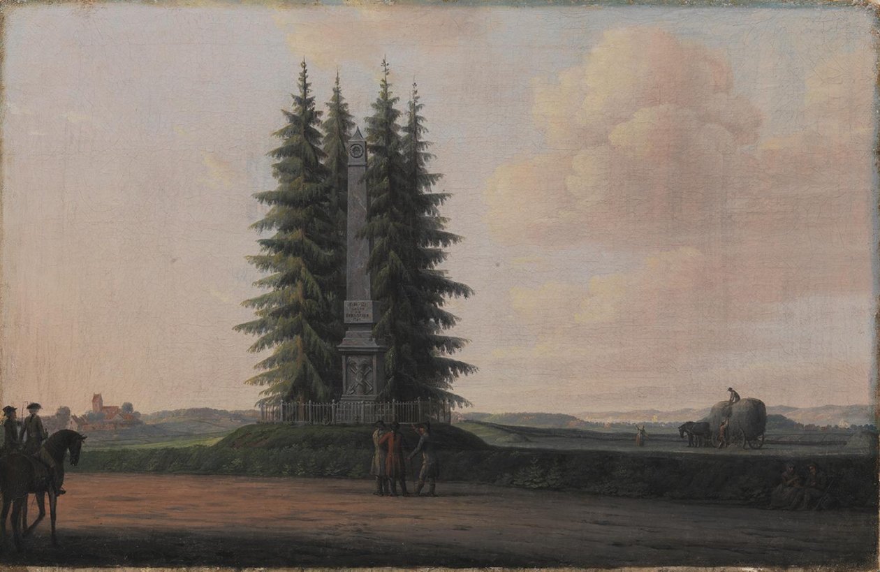 Az államférfi tiszteletére emelt obeliszk, J.H.E. Bernstorff Gentofte városában, Koppenhágától északra alkotó: Erik Pauelsen