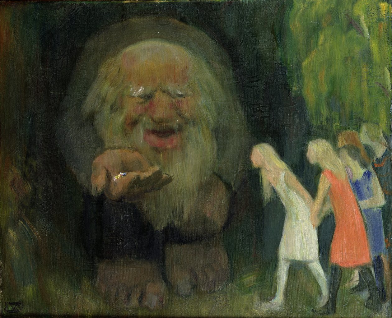 A troll arannyal (olaj, vászon) csábította a lányokat alkotó: Erik Theodor Werenskiold