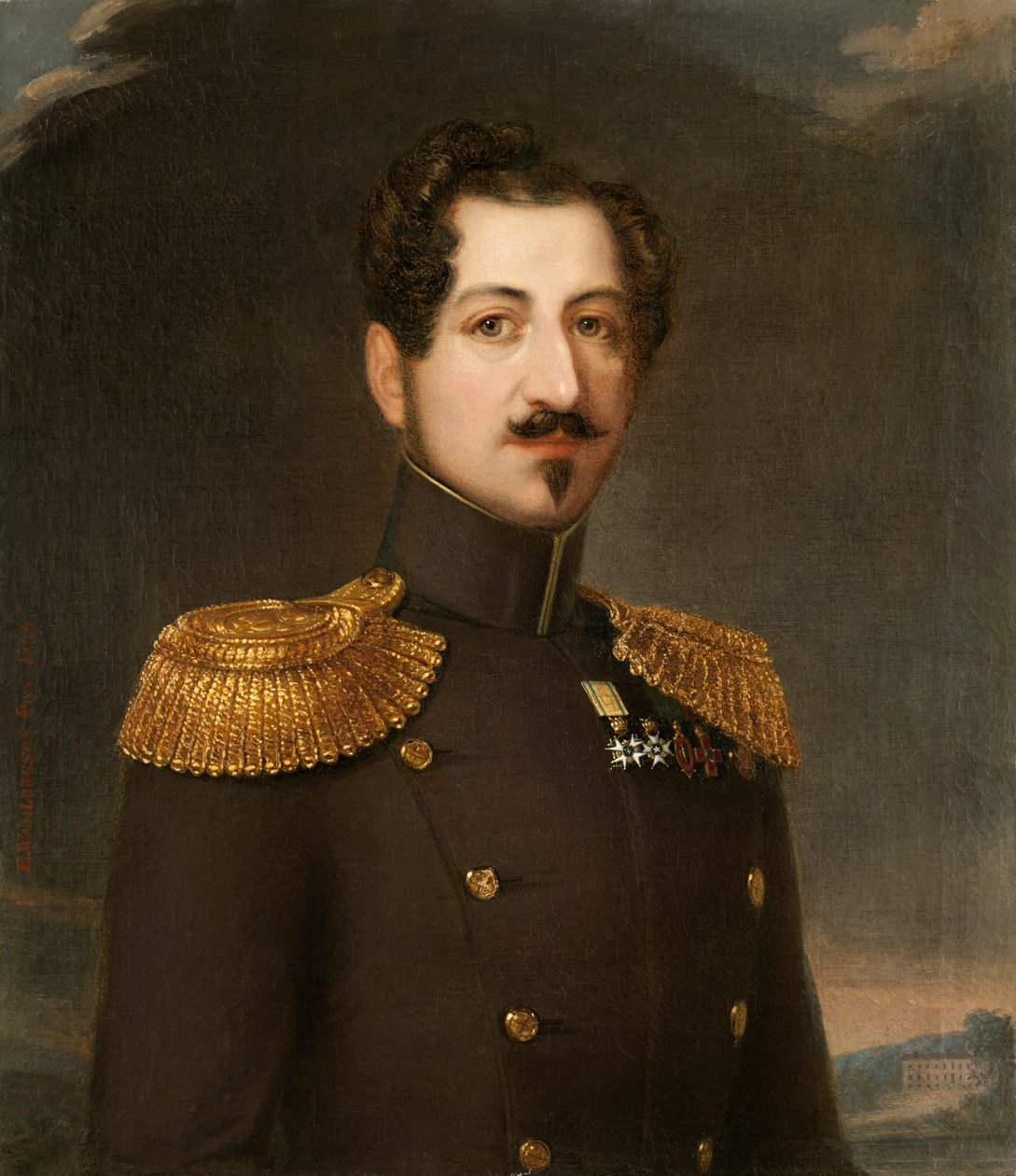 I. Oscar 1799-1859, Svédország és Norvégia királyának portréja, 1844. alkotó: Erik Wahlbergson