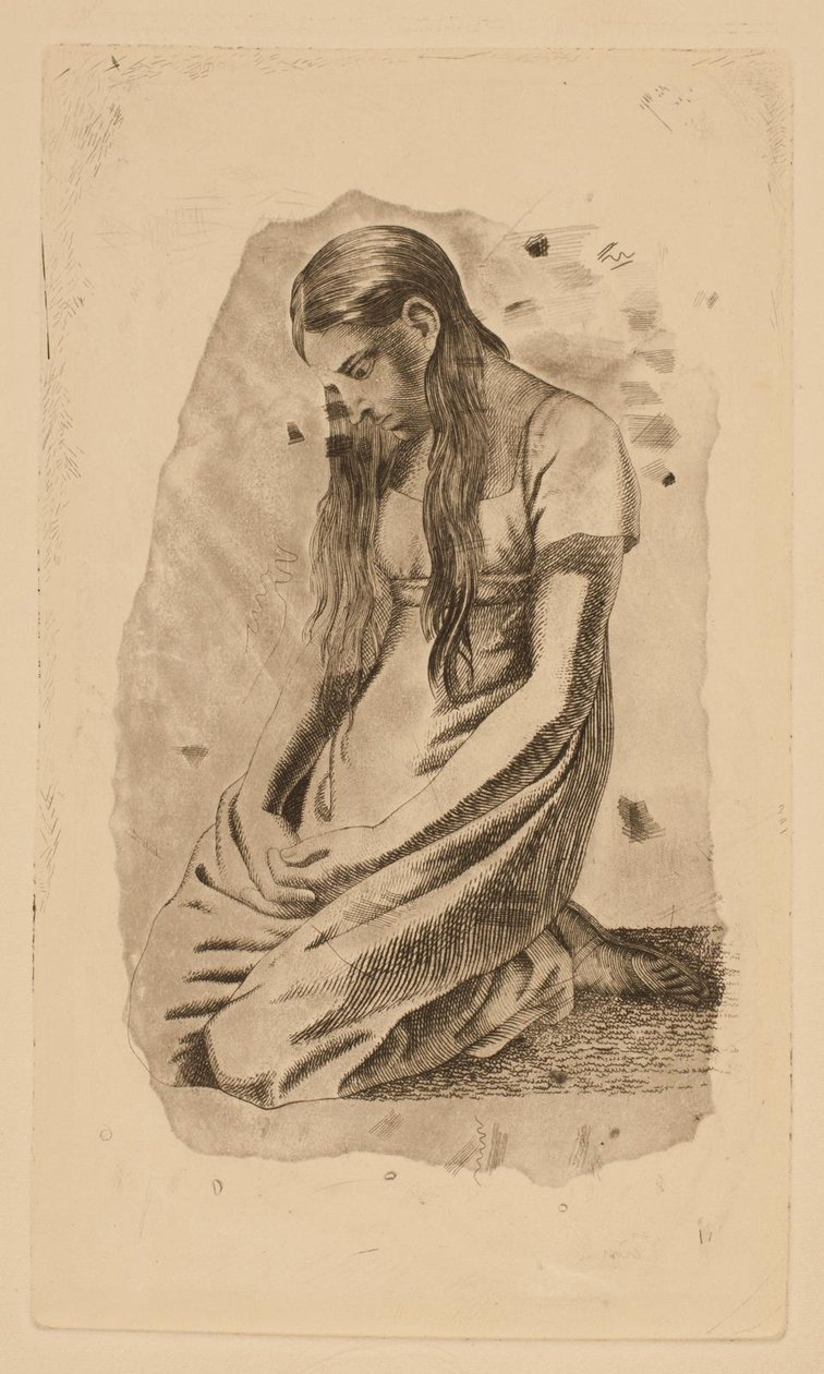 Térdelő fiatal lány alkotó: Erling Eckersberg
