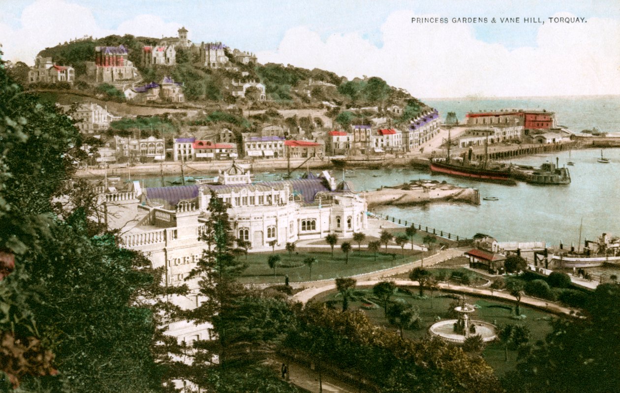 Princess Gardens és Vane Hill, Torquay, Devon, XX. század eleje. alkotó: Ern Bishop