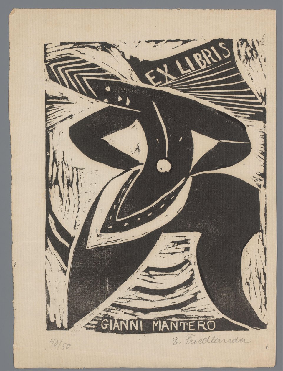 Gianni Mantero ex librise alkotó: Erna Levy Friedländer (signed by artist)