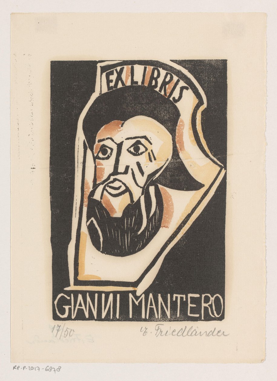 Gianni Mantero ex librise alkotó: Erna Levy Friedländer (signed by artist)