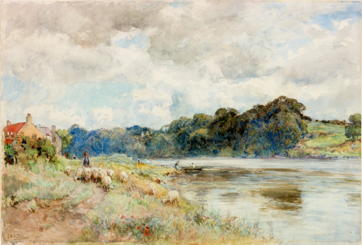 On the Coquet (ceruza és akvarell, tábla) alkotó: Ernest Albert Waterlow