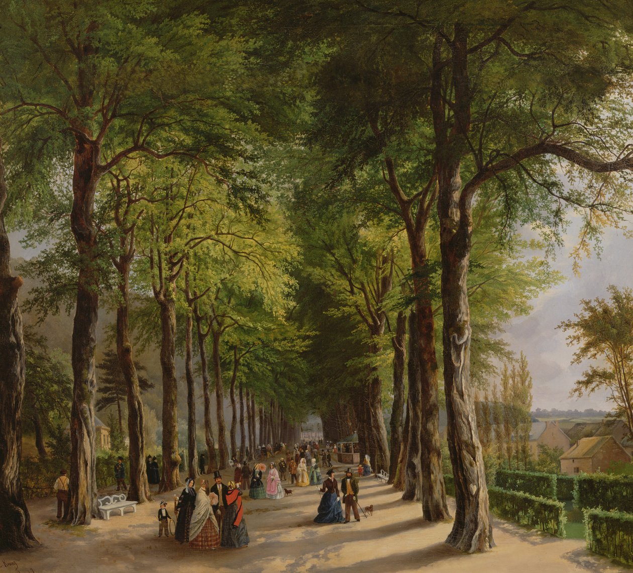 A Promenade Spa-ban Belgiumban, 1847 alkotó: Ernest Krins