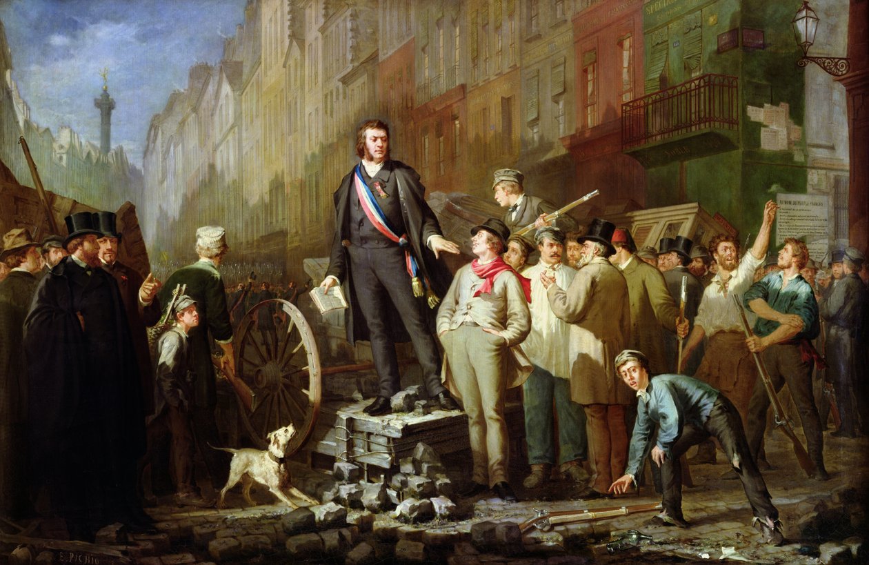 Alphonse Baudin a Faubourg Saint-Antoine barikádján, 1851. december 3. alkotó: Ernest Louis Pichio