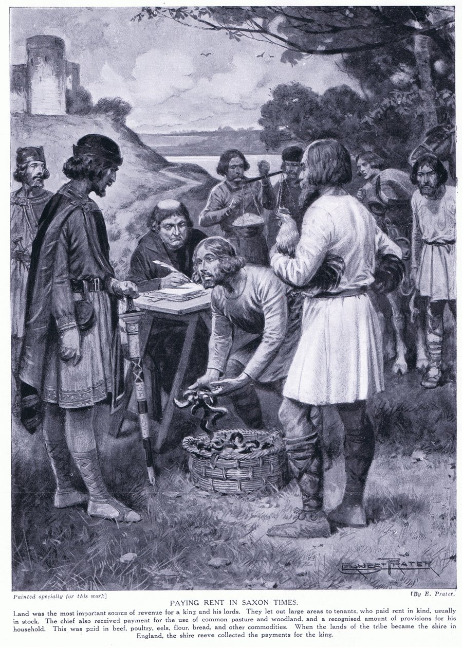 Bérleti díj fizetése a szász időkben, 1920-as években alkotó: Ernest Prater