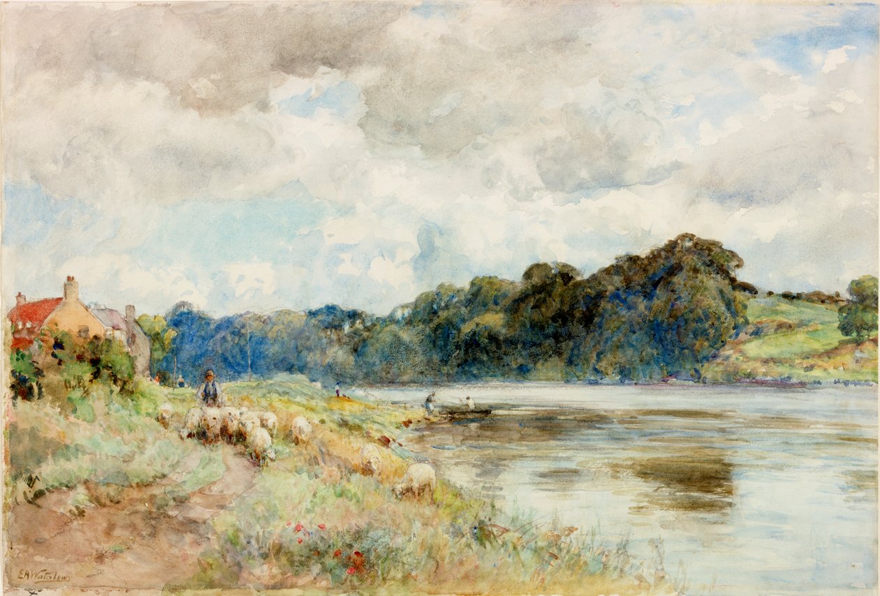 On the Coquet, 1902 körül (akvarell) alkotó: Ernest Albert Waterlow