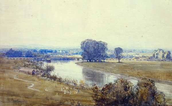 Panoráma (akvarell papíron) alkotó: Arthur Streeton