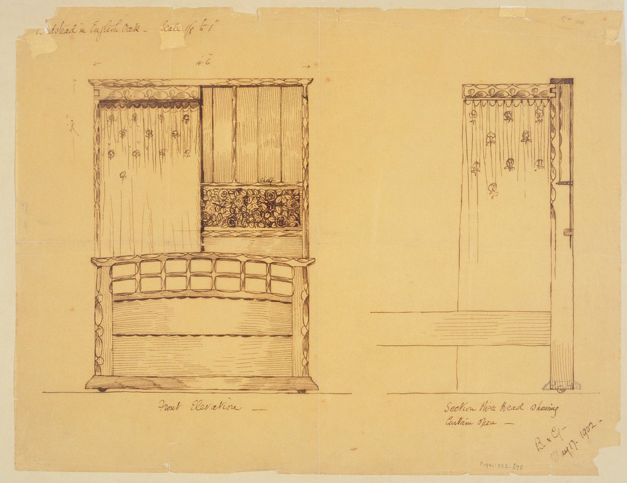 Angol tölgy ágynemű terv, 1902 alkotó: Ernest Barnsley