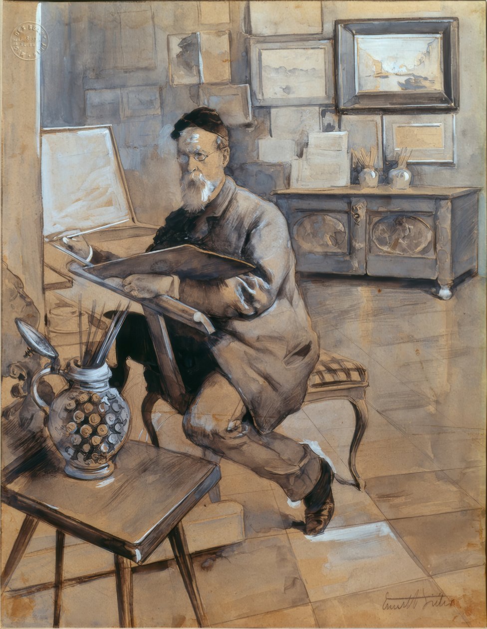 A festő Bocion a műtermében alkotó: Ernest Bieler