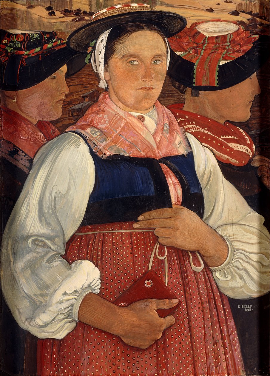 Három Valais lány alkotó: Ernest Bieler
