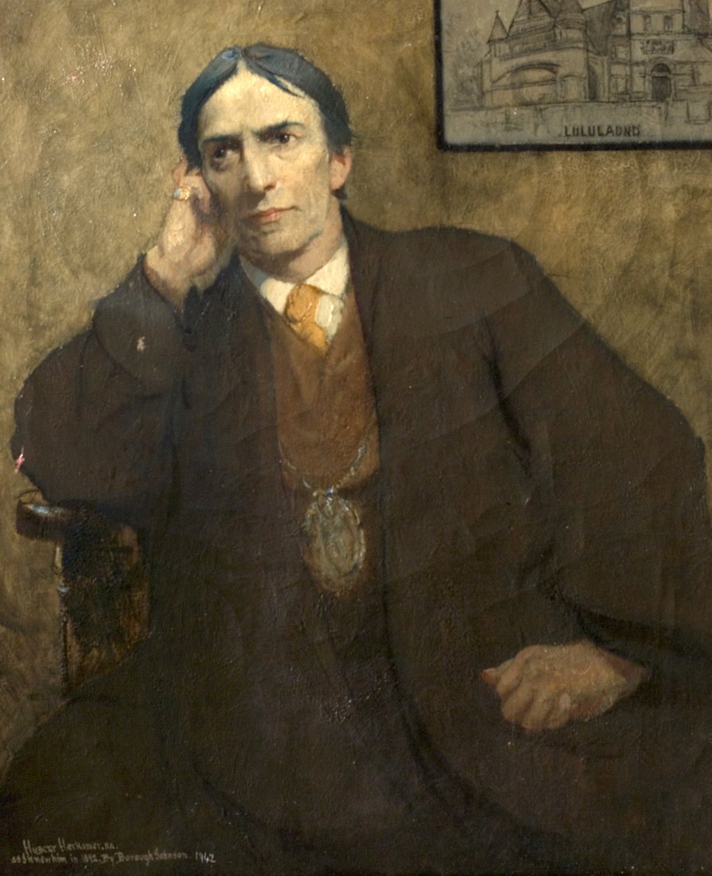 Sir Hubert von Herkomer posztumusz portréja alkotó: Ernest Borough Johnson