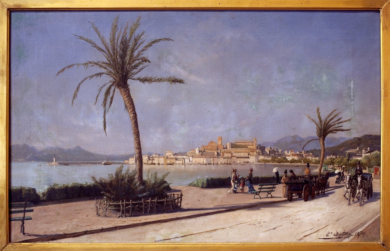 Séta a Croisette de Cannes-on. Ernest Buttura (1841-1920) festménye, olaj, vászon alkotó: Ernest Buttura