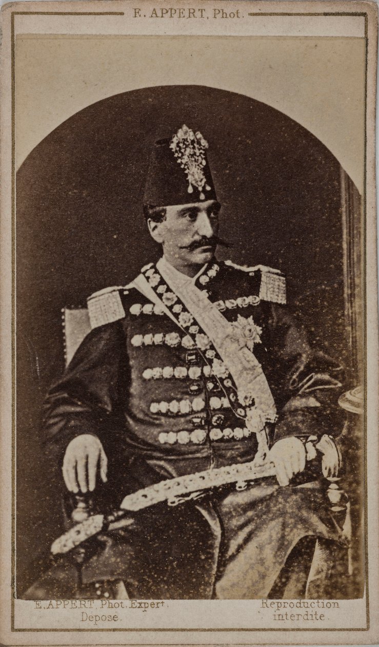 Nasszer al-Din Shah Qajar portréja 1831–1896, Perzsia császára, s. 1870. alkotó: Ernest Charles Appert