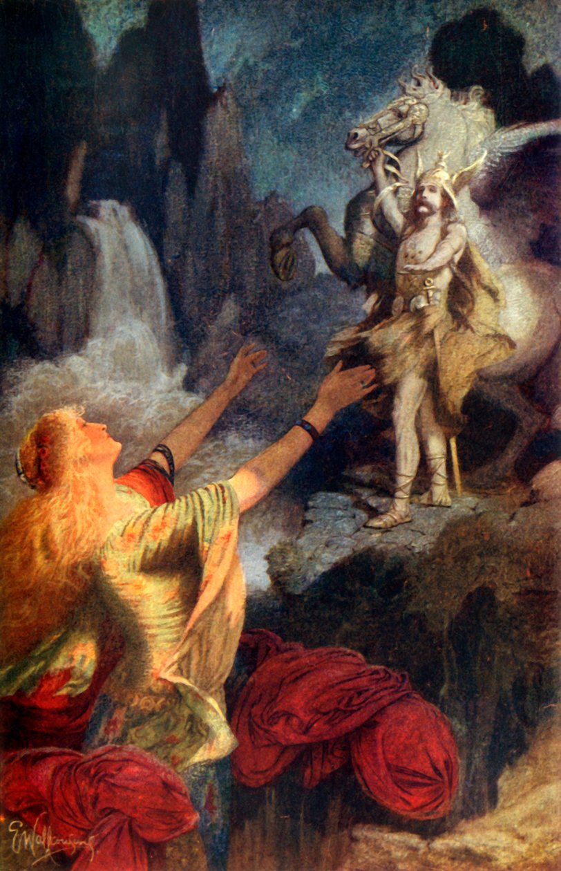 Hundingsbane visszatérése Valhallába, 1912. alkotó: Ernest Charles Wallcousins