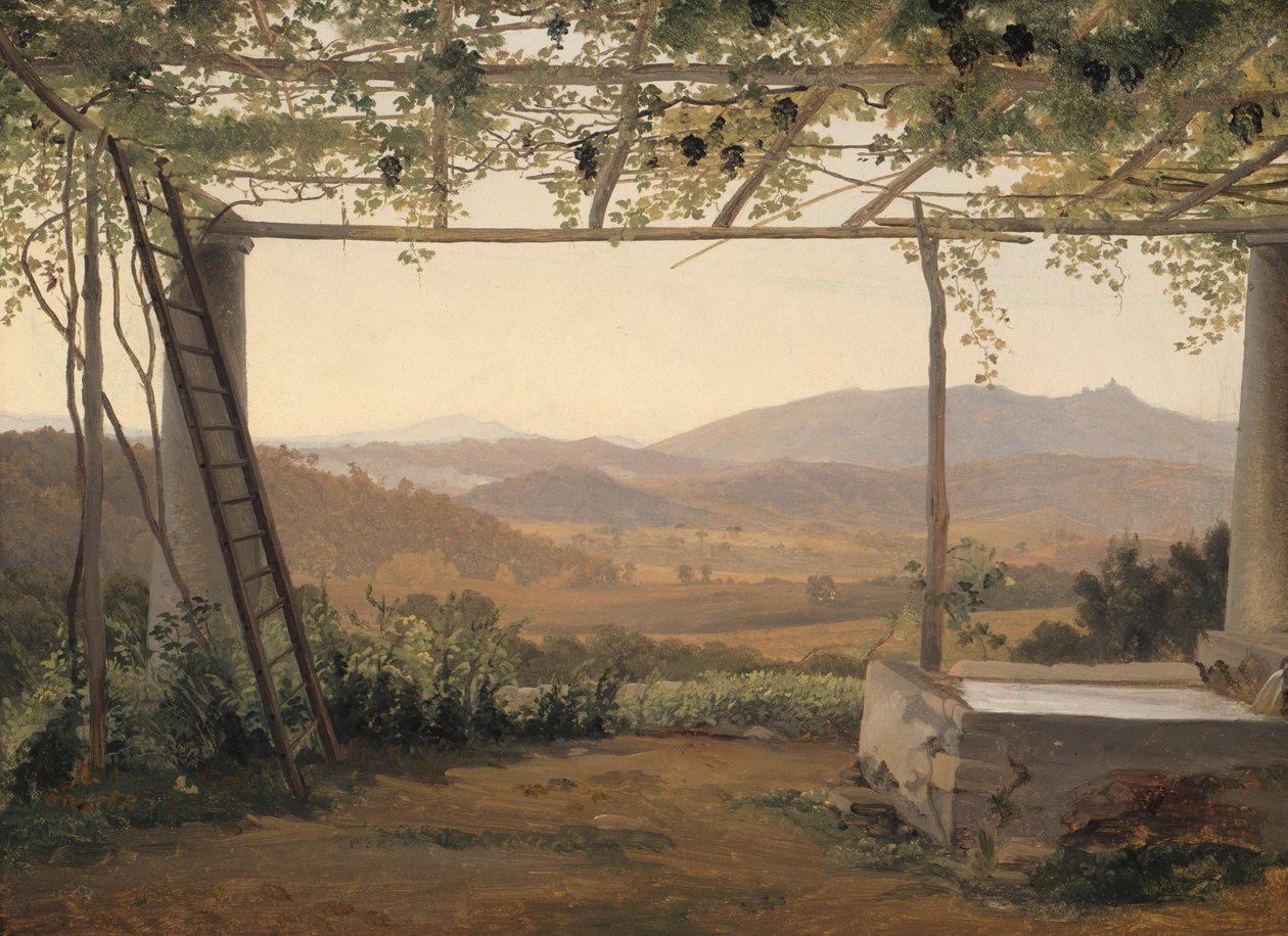 Szökőkút és pergola Olaszországban alkotó: Ernest Christian Frederik Petzholdt