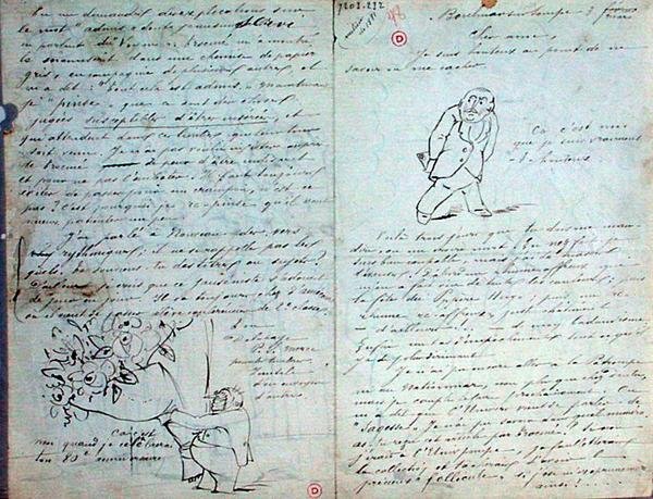 Illusztrált levél Paul Verlaine-nek (1844-96), 1881. március 3. (toll és tinta papíron) alkotó: Ernest Delahaye