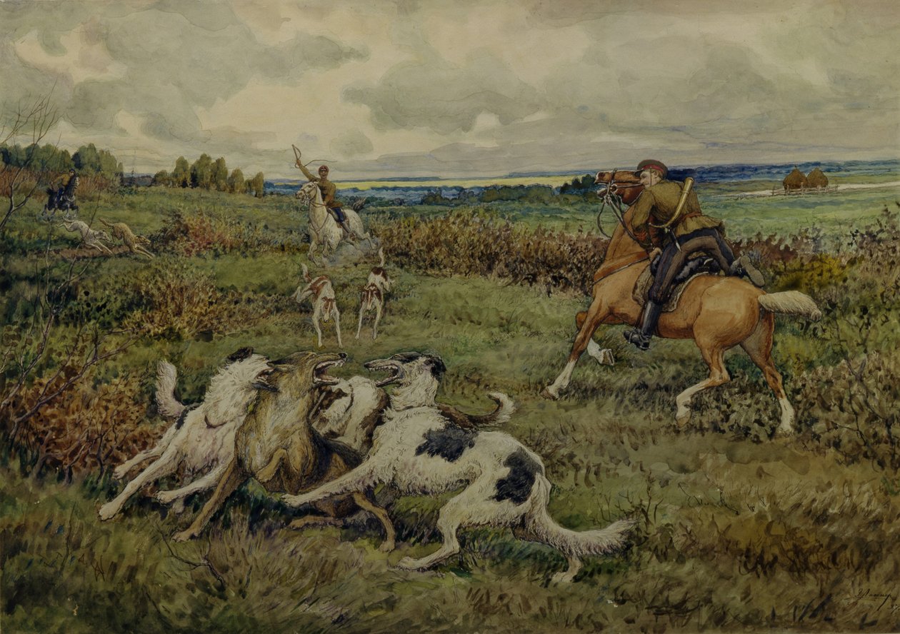 Vadászat Borzoisszal, 1937 alkotó: Ernest Ernestovich Lissner