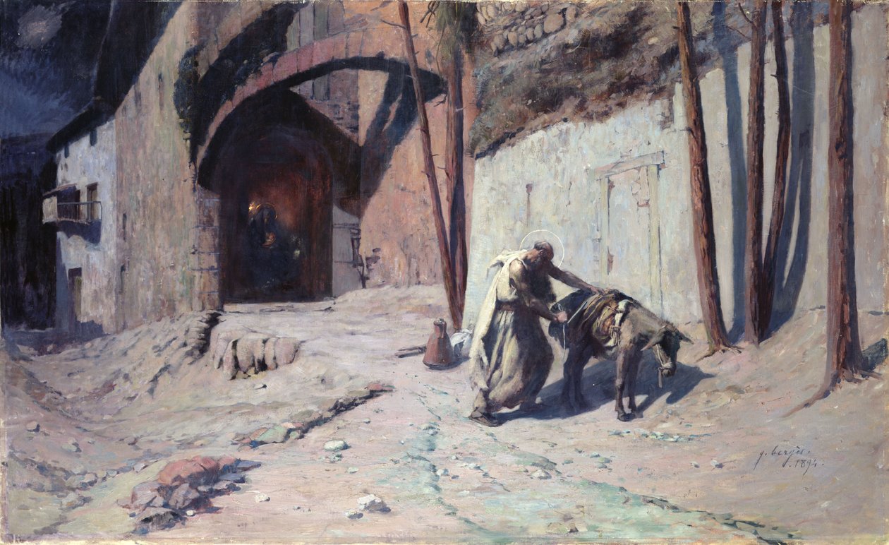 A repülés Egyiptomba vagy: József csomagot rak a szamarára, 1894 alkotó: Ernest Georges Berges