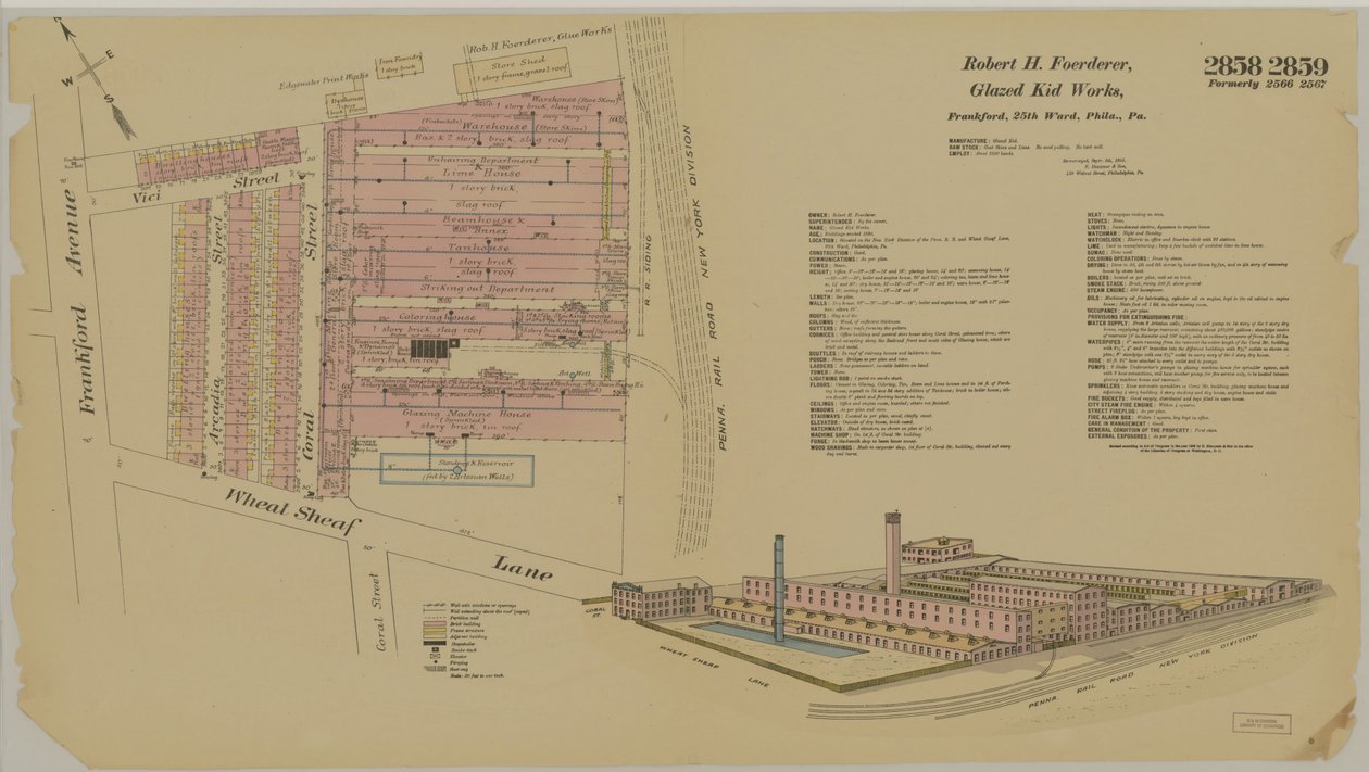 Frankford Ave. és Wheatsheaf Lane, Hexamer General Surveys, 1895 alkotó: Ernest Hexamer
