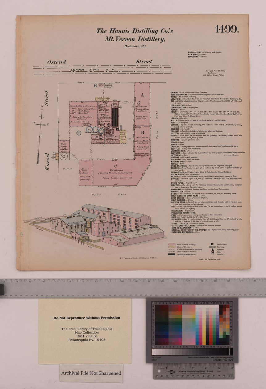 Hannis Distilling Co.s Mount Vernon Distillery, Maryland, Hexamer General Surveys, 1880 alkotó: Ernest Hexamer